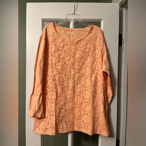 Croft & Barrow Women's Long Sleeve Lace Top in Peach